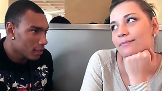 Berta in slut gets horny in a public toilet sex scene