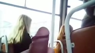Wanking my strapon on the bus with a couple of ladies