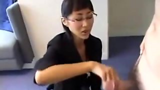 Japanese babe tell nerd to JO then helps