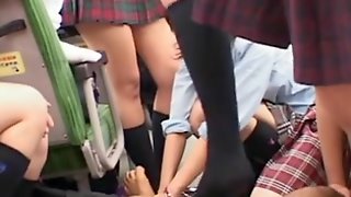 Schoolgirl Bus Orgy censored