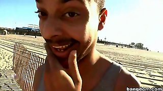 Interracial Threesome Beach