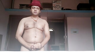 Indian Desi girl type boy is massaging her sexy testicle and penis