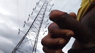 Feel outside handjob and Cumshot