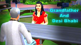 Old Grandfather & Young Indian Bhabi Fucking in Outdoor Park