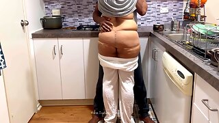 Big Booty Desi Woman Pleasured By Friends Husband In Kitchen - Loud Kissing And Moaning