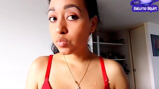 Sexy Latina Girl Finishes Putting On Makeup And Starts Masturbating Her Shaved Pussy With Many Orgasms