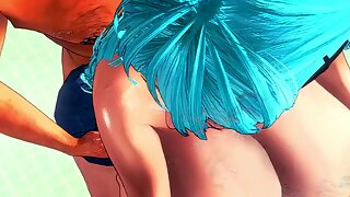 Practice session with the busty babe turns hot in 3D
