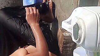 Desi village girl seen completely nude in a hot bathroom video