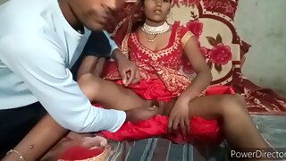 Newlywed couple from an Indian village have a rough sex session on their first night