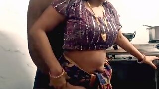 Indian wife gets hot and heavy in the kitchen with her husband