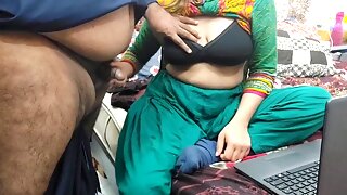 Indian stepsister caught watching porn by her stepbrother, then fucked in all her tight holes with clear Hindi dialogues