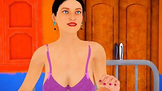 3D animated step-siblings engage in naughty fun together