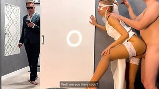 Wedding Cheating, Bride Cheating, Blonde Bride, Bride Stocking, Step Bro