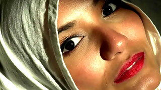 Beautiful Eyes White Hijab Arab Girl