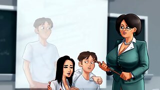 Naughty Indian teacher in a cartoon fantasy gives a playful handjob