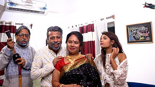 Sasurji and Sasurjis Friend Congek on the Four of Them with His Two Shoulders When They Are Alone in a Full Movie House (hindi Audio)