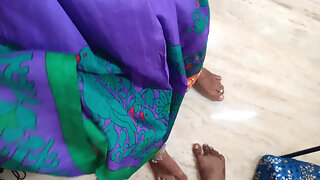 Blue Saree Housewife Jerry Red Cute Lips