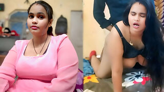 Horny Desi Curvy Girl in Pink Nighty & Black Bra - Innocent to Wild Crawling Pose Big Cleavage Tease