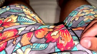 My husband frolicking with his brown cock and ending up with a cumshot in slomo. Creamy white cumload oozing out.yummy yummy