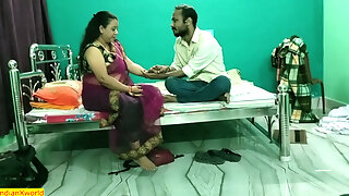 Bengali bhabhi in flowing saree sneaks into devars room during family gathering and takes rough creampie in doggy position