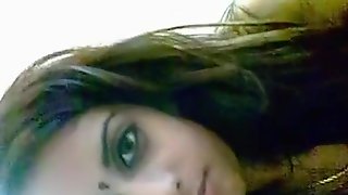 Hot indian girl plays with her big boobs, masturbates and sucks her bfs cock pov on the bed.