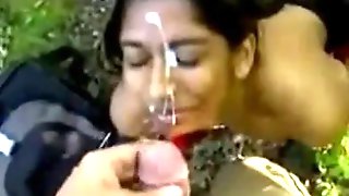 Indian girl taking an outdoor facial