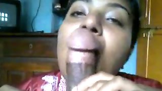 Indian maid hot sucking hubby's cock