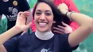 Cute indian girl  gets shaved for charity