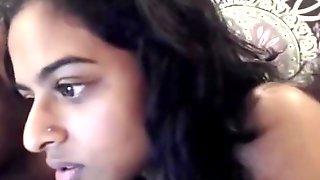 Black hunk fucks his indian college girl wife on webcam