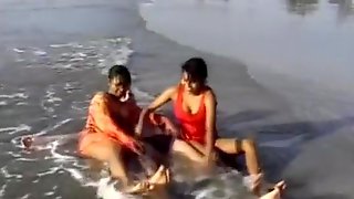 Threesome indian beach fun