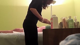 Hidden Massage, Hidden Waxing, Waxing Handjob, Voyeur Waxing