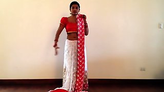 Indian Girl Giving Sari Lesson