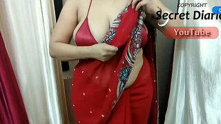 Phat Tits Indian cuckold Drapping Saree wearing a Bikni Top.