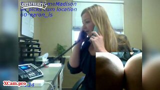 Web cam riding dildo while on the Phone at Work - www.XCam.pro