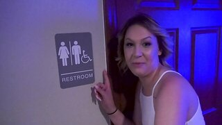 White Bitch, On Her Knees Blowjob, Public Toilet