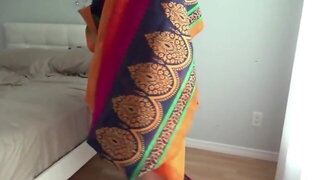 Desi Indian Red Saree Aunty undressed Part - 1