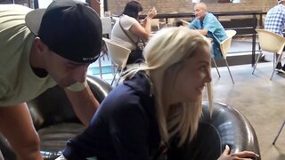 Cafe Public, Chat, In Public, Hot Blonde, Pussy