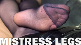 Mistress Ignores, Nylon Soles, Nylon Legs And Heels, Candid Pantyhose