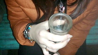 Grosse Bite Avale Sperme, Cracha, Sperme Dans Un Verre, Dogging Amateur Spermes