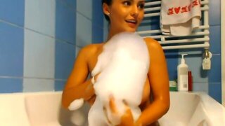 Busty Bathroom, Bathing Solo, Soapy