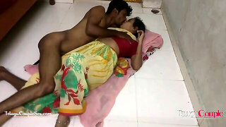 Desi indian village telugu couple romance on floor poking