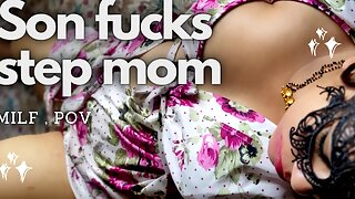 Son fucks step mom . MILF , POV . HINDI AUDIO 