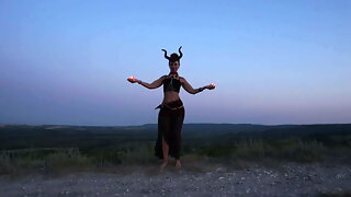 Candels Dance against the background of the night sky