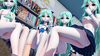 Four high schoolers footjob dick anime shop to buy a few knick-knacks