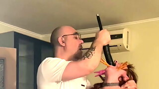 Perverse Schlampe, Titten Schlagen, Extrem Tiefe Kehle, Slapping, Deepthroat Extreme