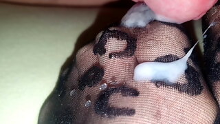 Handarbeit Zusammenstellung, Nylon, Abspritzen Zusammenstellung, Orgasmus Zusammenstellung