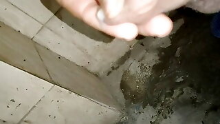 Boy Masterbating in toilet with big cock and cum so large