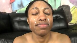 Ebony Gagging Blowjob
