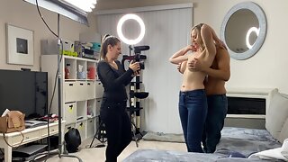 Sexo A Três, Mulheres Homem, Calça Jeans, Bastidores