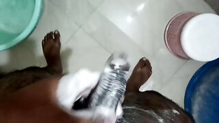 Handjob when took shower 